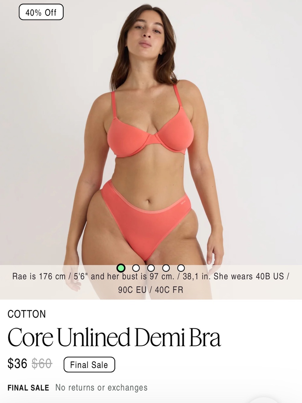 Organic Basics Coral Unlined Demi Bra